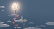 © Jorm Sangsorn - Concept idea of inspiration success business and creativity. surreal art. conceptual 3d illustration. Light bulb tree and a man on a stair.