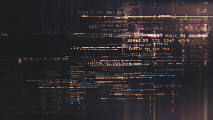 Aufkleber - Futuristic abstract de-focus flowing data matrix, telemetry and encrypt numbers display with particles simulation for head up display in cyber space environment background