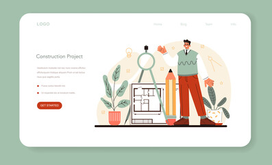 Fototapete - Architect web banner or landing page. Idea of architectural project