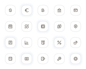 Fototapete - Payments and finance line icons set. Editable Stroke. 24x24 Pixel Perfect.