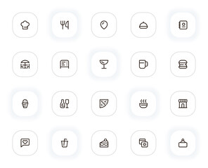 Poster - Restaurant and cafe line icons set. Editable Stroke. 24x24 Pixel Perfect.