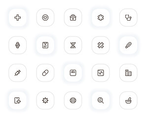 Poster - Health and medicine line icons set. Editable Stroke. 24x24 Pixel Perfect.