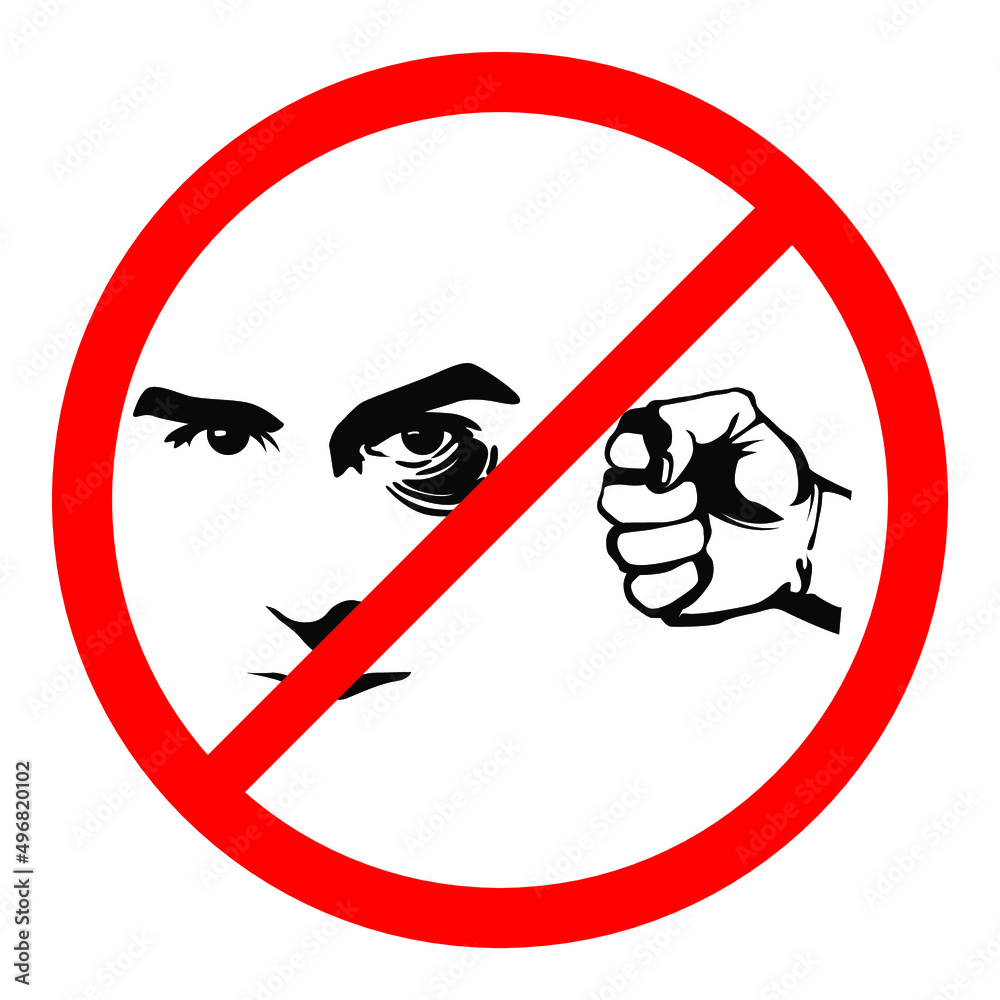 Red prohibition sign on a white background, it is forbidden to hit ...