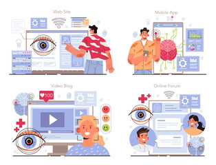 Poster - interactive communication online service or platform set. ai identify