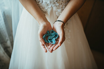 Bride wear something blue. Old tradition.