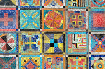 Aufkleber - colorful mosaic decoration on floor. building abstract background