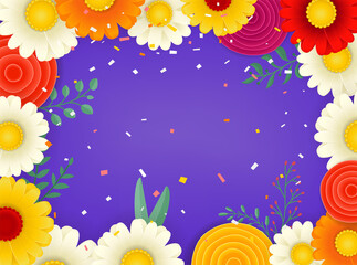Aufkleber - Vector frame with color flowers. Copy space for a text