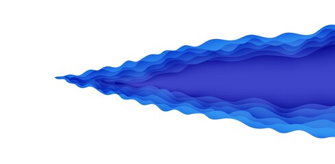 Wall Mural - wavy border in paper cut style. 3d abstract background with cut out deep waves modern cover. blue co