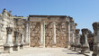 View of the synagogue of Capernaum, an archaeological site in Israel