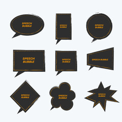 Poster - Set of black grung speech bubbles for quotes with a stroke.