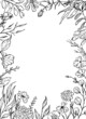 © VecTerrain - sketchy floral foliage branches frame, invitation greeting card template, vector illustration