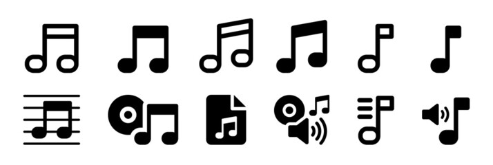 Poster - Music icon set. Containing music notes, cd, sheet music and audio icon vector illustration.
