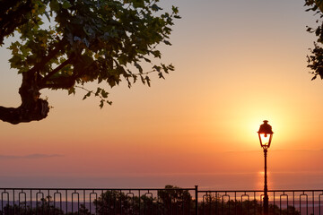 Canvas Print - Balcony on the Mediterranean sea in Taglio Isolaccio village