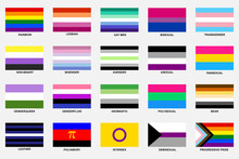 LGBT Sexual Identity Pride Flags Collection. Rainbow Lesbian Gay Bisexual Transgender Non Binary