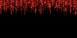 Wide red glitter festive shiny garland on black background. Vector