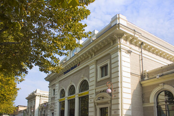 Building facade of Train station in Rimini