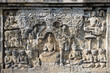 Detail of Buddhist carved relief in Borobudur temple - Java, Indonesia