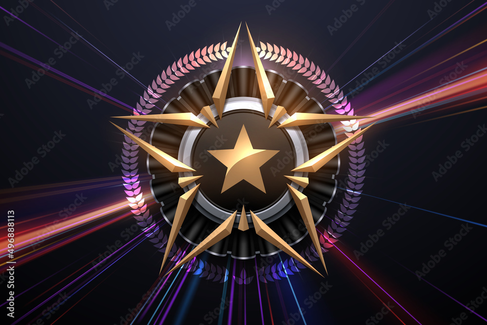 Golden star shape template with light effect Stock Vector | Adobe Stock