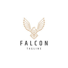 Birds Falcon Line Logo Icon Design Template Flat Vector