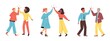 © Kudryavtsev - High five greeting gesture of people, flat cartoon vector illustration isolated.