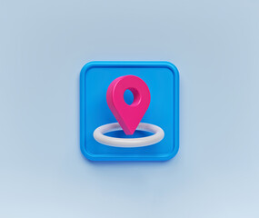 Poster - map location pin minimal icon. 3d rendering