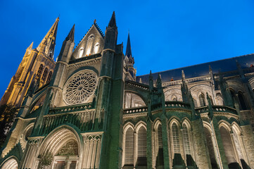 Wall Mural - Cathedral in Ypres in Belgium at Dusk