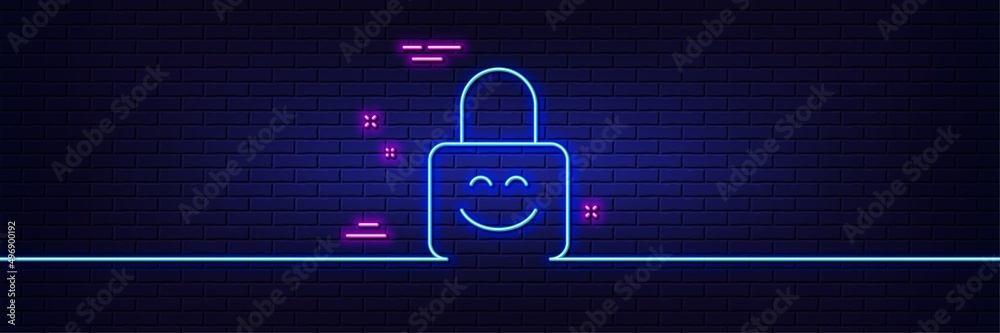 Vector de Stock Neon light glow effect. Lock line icon. Protected ...