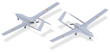 Isometric Unmanned Combat Aerial Vehicle. Medium-altitude Long-endurance MALE Unmanned Combat Aerial Vehicle UCAV Capable Of Remotely Controlled Or Autonomous Flight Operations.