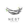 nest illustration with leaf. birdhouse symbol logo Vector