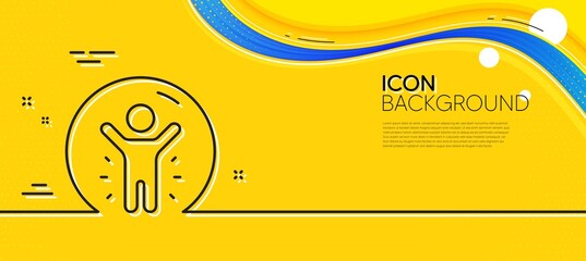 Poster - recovered person line icon. abstract yellow background. coronavirus pandemic sign. covid-19 quaranti
