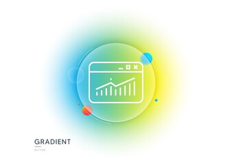 Aufkleber - Website Traffic line icon. Gradient blur button with glassmorphism. Report chart or Sales growth sign. Analysis and Statistics data symbol. Transparent glass design. Vector