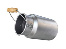 Milk Can Open And Tilted Silver On A White Background, 3d Render