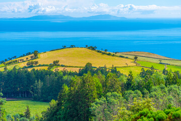 Wall Mural - Rural landscape of Sao Jorge island at the Azores, Portugal