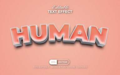 Human text effect 3d style. Editable text effect.