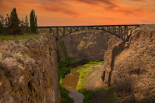 The Railroad Bridge Over The Crooked River Gorge Just North Of Redmond, Oregon.