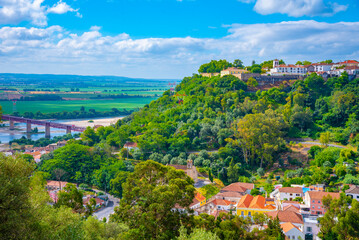 Wall Mural - Santarem castle situated on a hill over Tajo river in Portugal