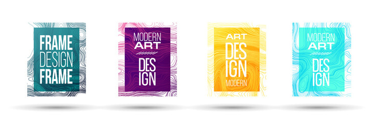 Poster - Abstract minimalistic stylish geometry with brush strokes hipster colored frame design. Vector line gradient halftone. frame for text Modern Art graphics. vector illustration