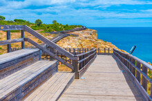 Carvoeiro Boardwalk Over The Algarve Cliffs In Portugal