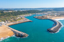 Aerial View Of Marina In Nazare, Portugal