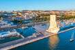 Panorama of Padrao dos Descobrimentos monument in Belem, Lisbon, Portugal