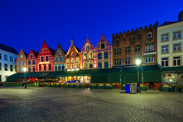 Sticker - Traditional medieval architecture in the old town of Bruges (Brugge), Belgium