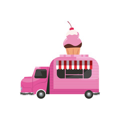 Sticker - flat cupcake food truck