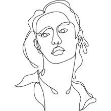 Girl Face Abstract Continuous Line