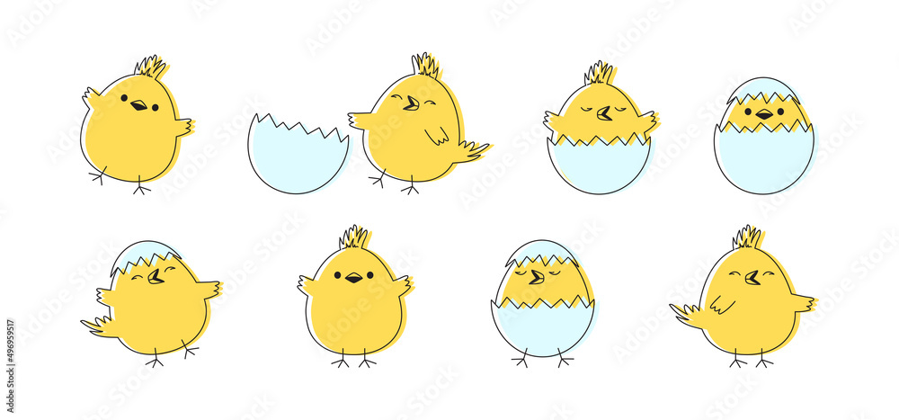 cute chick in egg drawing