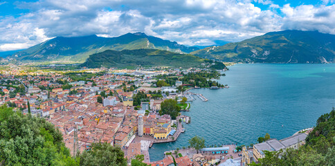 Wall Mural - Aerial view of Riva del Garda in Italy