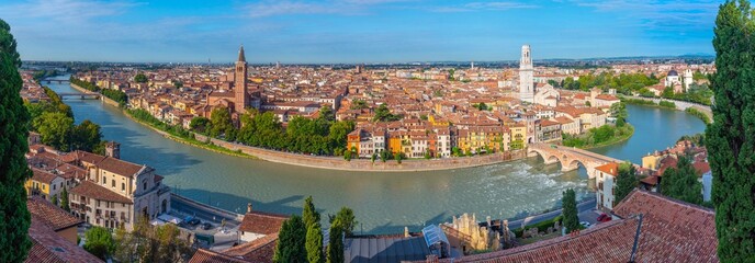 Panorama view of Italian town Verona