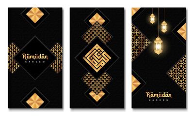 Wall Mural - Set of ramadan kareem islamic greeting card background. Ramadan greeting card. Vector illustration
