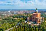 Fototapeta Na drzwi - Aerial view of Sanctuary of the Madonna di San Luca in Bologna, Italy