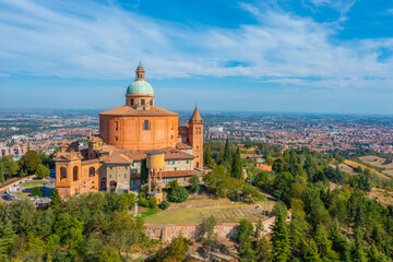 Poster - Aerial view of Sanctuary of the Madonna di San Luca in Bologna, Italy