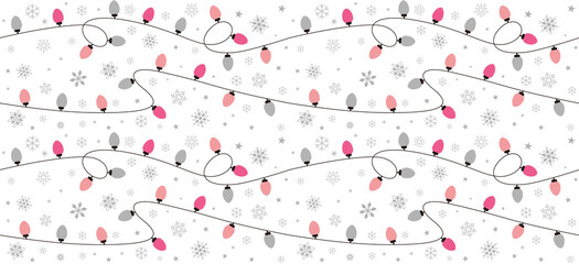 Wall Mural - Seamless pattern of Christmas Bulb and snowflake